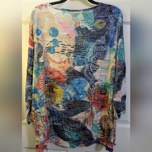Ali Miles Multicolor Abstract Print Long Sleeve Blouse